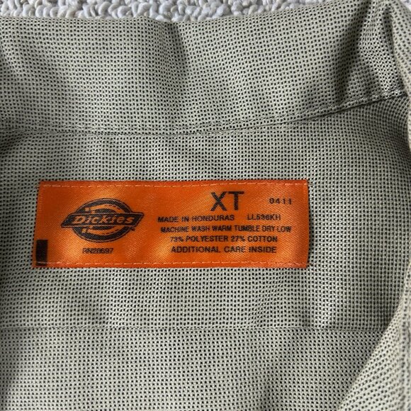 Dickies Industrial Collared Work Mechanic Button Shirt Beige Men’s Size XLT - Picture 3 of 8